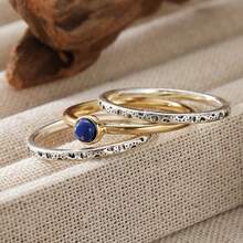 3pcs Vintage Circle Ring Set, Women's Date Style Fashion Accessory, Minimalist Elegant Ring Jewelry - Silver - View 5