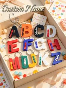 Personalized Keychain, Customized Letter Keychain, Customizable Name/Text, Luggage Bag Charm, Gift For Her, School Supplies, Teacher's Day Gift, Teenager Gift, Graduation Gift, Back To School Gift - Multicolor - View 3