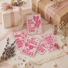 10pcs Retro Pink Disco Slogan Stickers, Waterproof Y2K Vinyl Aesthetic Decals - 10Pcs - View 8