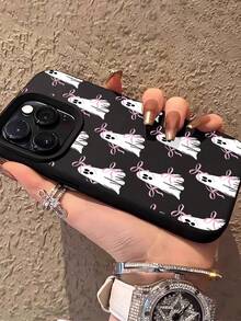 1pc Personalized Halloween Cute Ghost Bow Pattern Anti-Drop Black Liquid Straight Edge TPU Phone Case Suitable For IPhone 16 Pro Max/16/16 Pro/16 Plus/15/15 Pro Max/15 Pro/11/12/13/14 Pro Max/11 Pro/11 Pro Max/12 Pro/12 Pro Max/13 Pro/13 Pro Max/14 Pro/14 Pro Max Soft Shell Premium Feel - Multicolor - View 6