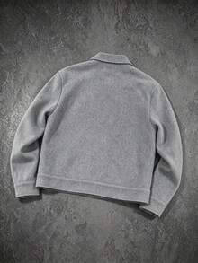 Chaqueta de mezcla de lana para hombre otoño/invierno con cuello de camisa, frente abierto, manga larga, unicolor, top de moda - Gris - Ver 3