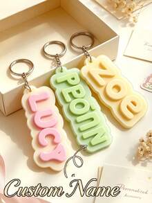 Personalized Name Keychain, Customized Name Backpack Charm, Diaper Bag Tag, Lunch Box Label, Teacher Keychain, Customizable Text, Suitable For Parents, Family, Friends, Children, Students And Professionals, Applicable For Office, Tea Room, School And Home Environment, Teacher's Day Gift, Back To School Gift - Multicolor - View 3