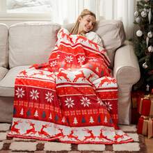 Christmas Throw Blanket - Soft Flannel Christmas Blanket - Warm Plush Holiday Decorative Throw - Winter Cozy Present Throw For Couch - Red Fair Isle - Multicolor - View 8