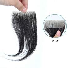 Unisex Front Hairline Bangs & Sideburns Hair Piece, Invisible Bald Spot Cover Hair Patch For Men - Black - View 17