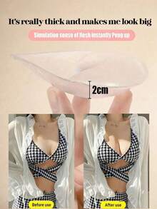 2pcs Heart-Shaped Silicone Bra Pads - Nude And Transparent, Perfect For Swimwear - Super Cute - View 4