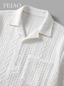 FEIAO Men's Retro "Old Money" Style Long-Sleeve Shirt With 3D Texture-Casual, Stylish, And Versatile For Commuting; Perfect For Both Fall And Winter - White - View 7