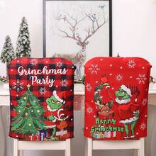 The Grinch 1pc Christmas Doll Chair Set Chair Cover Cartoon Chair Cap, Christmas Party Decoration Supplies Chair Set Table Holiday Atmosphere Decor Props, Halloween - Multicolor - View 1