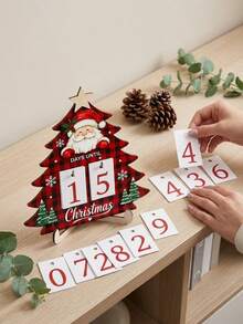 1 Set Wooden 99-Day Christmas Countdown Calendar, Rustic Santa Tree Centerpiece Decoration, Suitable For Home Desktop Display, Marked With Christmas Countdown Dates, Perfect Gift For Friends On Christmas And Halloween, Christmas Dining Table Centerpiece Calendar - A - View 6