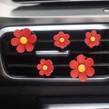 5 Peças Clipe de Fragrância de Ventilação de Ar de Carro com Margarida Fofa, Clipe Decorativo de Ar-Condicionado de Carro, Ornamento de Decoração de Interior de Carro com Flor, Decoração de Fragrância de Carro - A - Visão 15