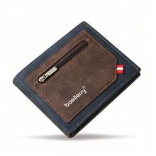 Baellerry Men's Short PU Wallet Business Colorblock Zipper Coin Purse Multi-Card Slot Wallet - Multicolor - View 12
