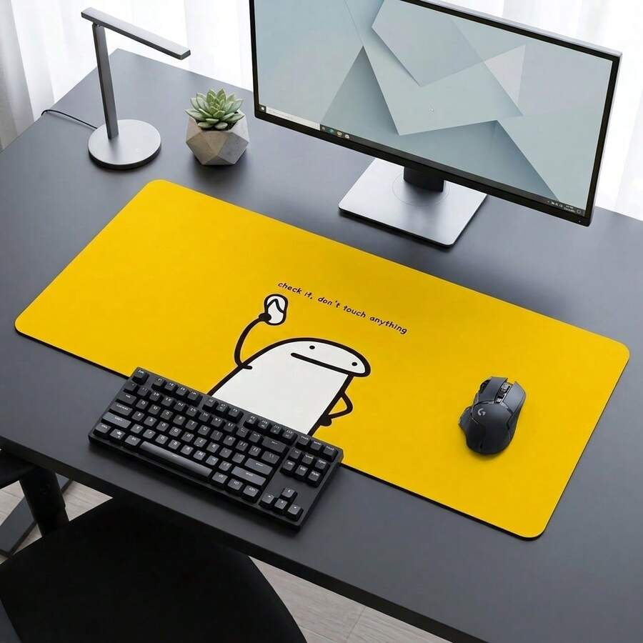 Minimalist Cute Pattern Extra Long Gaming Mouse Pad And Desk Mat Set, Non-Slip Durable Rubber Base, Smooth Responsive Surface, Suitable For PC Laptop Office Home, Abstract Art Desktop Decor, Back To School Supplies - A - View 1