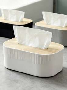 1pc Tissue Box, Plastic Tissue Storage Box, Bathroom Tissue Dispenser, Tissue Storage Organizer, Suitable For Home Living Room, Bathroom Countertop, Restaurant, Hotel - Multicolor - View 1