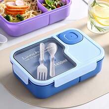 1pc Microwaveable Compartment Lunch Box With Utensils, Unisex, Suitable For Students, Includes Utensil Set, Bento Box, Microwaveable, Leak-Proof, Food Container (Pink), Kitchen Supplies, Christmas Gift - Multicolor - View 3