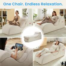 Modern Corduroy Adjustable Lounge Sofa, Washable Fabric Couch With Solid Wood Frame For Home Use - Beige - View 7
