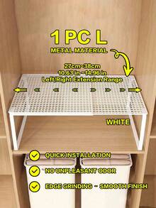 Expandable Metal Closet Storage Organizer Rack, Adjustable Height, Space-Saving Vertical Storage Rack For Clothes, Shoes, Cabinets - Easy To Install, Compatible With Wardrobes, Shoe Racks, Closet Organization, Suitable For Home, Office, Retail Spaces, Closet Storage And Organization - Multicolor - View 15