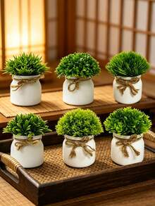 6/4/3pcs Realistic Artificial Potted Plants, Faux Greenery Plastic Decor, Suitable For Home And Office Decoration, Elegant Potted Artificial Greenery, Applicable For Home, Office, Desktop, No Electricity Required - Potted Plant Combination - View 5