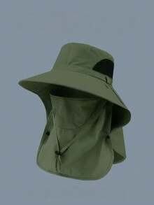 Men's Summer Outdoor Hiking Fishing Sun Hat, Wide Brim Breathable UV Protection Cap - Army Green - View 3