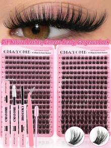 320/384pcs Of D-Type Curly Eyelash Clusters,With Simulated Mink Fur Texture And Natural Eyelash Clusters Available In Manga Style,With Elongated Eye Tails And Enlarged Eyes In Various Styles. Soft Eyelash Self-Adhesive Set,Eyelashes Can Be Reused. - Pink - View 13