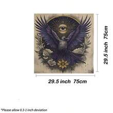 1pc Raven All‑Seeing Eye Tarot Cloth, Vintage Gothic Floral Altar Tablecloth, Mystic Crow Divination Mat, Witchy Occult Spiritual Home Decor Tapestry - Multicolor - View 8
