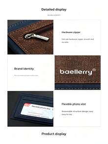 Baellerry Men's Short PU Wallet Business Colorblock Zipper Coin Purse Multi-Card Slot Wallet - Multicolor - View 4