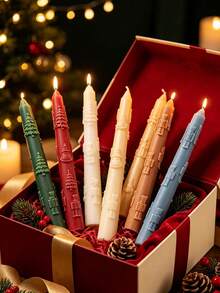 1pc Embossed Long Stem Christmas Candle Silicone Mold, Fine Texture And Soft Material, Suitable For DIY Aromatherapy Candles And Miniature Landscape Decoration, Ice Skate & Walnut Embossed Pattern, Home Desktop Holiday Decor, Resin Craft Mold, Suitable For Handmade Creators, Christmas, New Year, Thanksgiving, Halloween - A - View 3