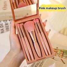 1 Set Personalized Travel Makeup Brush Set With Hard Shell Storage Box And Built-In Mirror, 5 Makeup Brushes, Suitable For On-The-Go Touch-Ups, Customizable Name, Great Gift - Multicolor - View 11