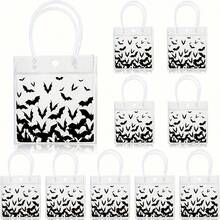 Halloween Black Bat Pattern Reusable Gift Bag With Handle, Includes Raffia, Suitable For Trick Or Treat, Birthday Party Gift Bag, Halloween Party Decoration - Multicolor - View 8