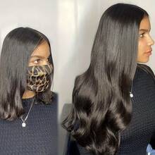 BINF 8 Pcs Body Wave Clip In Hair Extensions Natural Black Soft Wavy Clip On Hair Pieces Easy Install Daily Dating Halloween Party Clip‑In Hair For Ladies - Natural Black - View 3