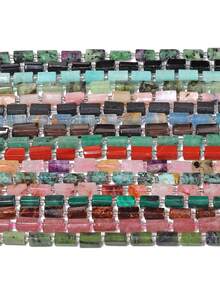 1 Strand 8-11mm Natural Garnet Amazonite Tourmaline Gems Beads Irregular Cylinder Shape Beads For Jewelry Making Diy Bracelet Accessories - Multicolor - View 7