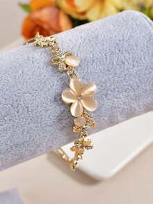 1pc Fashion Floral Stone Bracelet, Sweet & Fresh Flower Hand Accessory, & Exquisite, Suitable For Daily Wear And Gift Giving - Multicolor - View 7