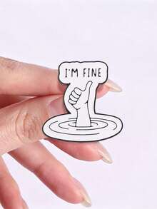 4pcs Stick Figure Humorous Mood Text Quote Enamel Pin, Cartoon Funny Mental State Badge, Fashion Clothes Backpack Accessory, Amusing Gift For Friends - Black and White - View 8
