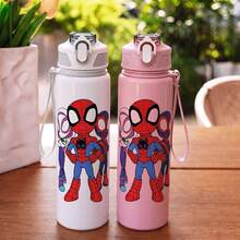 Disney 1pc Cute Cartoon Water Cups, Leak-Proof Plastic Sports Water Bottle, Cute Personalized Gift, Suitable For Outdoor Hiking, School, Office, Perfect Gift - Multicolor - View 10