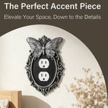 1PC 3D Printed Premium Plastic Gothic Butterfly Light Switch Plate, Dark Vintage Frame Decorative Switch Panel, Halloween Home Atmosphere Switch Sticker Suitable For Entryway, Study Room Decor - Black Silver - View 8