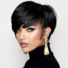 Wig Rambut Manusia Berwarna 4/27 Potongan Pixie Pendek untuk Wanita Tanpa Renda Tanpa Lem, Penutup Jaring Mawar Lembut untuk Penggunaan Sehari-hari, Wig Pendek Modis Tampilan Baru 4/27 Wig Rambut Manusia Asli Berkilau, Wig Pixie Pendek Berlapis Buatan Mesin Penuh dengan Poni, Mudah Dipakai - MultiWarna - View 11
