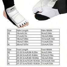 1 Set Taekwondo Gloves And Foot Guards, Training And Competition Combat Protective Equipment - Black and White - View 3