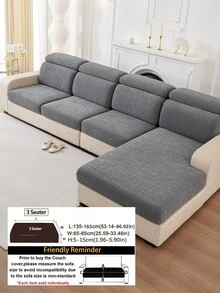 1pc Plaid Embossed High Elastic L-Shaped Sofa Cover, Soft Skin-Friendly Easy To Clean Scratch-Resistant Sofa Cushion Protector, Machine Washable All-Season Pet-Friendly Sofa Cover, Suitable For 1/2/3 Seater And L-Shaped Corner Sofas - Dark Grey - View 14