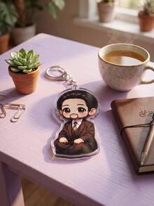 1Pc/7Pcs K-Pop Themed Acrylic Keychains, Featuring Chibi Sitting Members Wearing Suits And Fashion Glasses With Unique Prop Designs, Fashionable Bag Charms, Suitable For Back To School, Gift For K-Pop Fans, Exquisite Collectibles, All Season - Multicolor - View 10