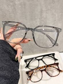 1 Pair Minimalist Elegant Multi-Function Multi-Color Geometric Transparent Full Frame Women's Non-Prescription Glasses, High-Resilience Plastic Material, Lightweight And Comfortable, Suitable For All Face Shapes, Slimming Effect, Suitable For Daily Makeup - Multicolor - View 9