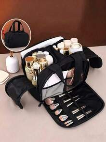 Multifunctional Extra Large Capacity 4-Compartment Makeup Bag, Portable Travel Cosmetic Organizer That Fits In Suitcase - 4-opening Makeup Organizer Bag - View 4