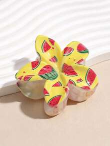 1pc Summer Fruit & Flower Print Hair Claw Clip, Suitable For Summer Travel, Beach Vacation, Daily Wear And Back Hair Styling - Multicolor - View 8