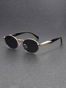 1 Pair Men's Fashion Minimalist Oval Frame Glasses, Perfect Blend Of Modern Style And Vintage Charm, Suitable For Vacation, Party, Daily Life, Fits All Face Shapes - Multicolor - View 7