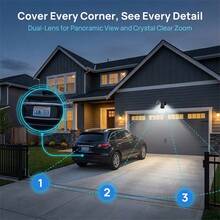 szsinocam 1pc Black 2K Dual Lens Solar Powered PTZ Outdoor Camera, 2.4G WiFi, 6000mAh Battery, Dual View Monitoring, Rotatable, Two-Way Audio, PIR Motion Alert, Full Color Night Vision, IP66 Wireless Camera - Black - View 4