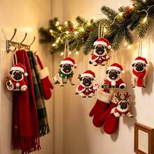 10 buah Ornamen Gantung Tali Rami Natal Anjing Pug 2D - Dekorasi Pohon Natal Berbentuk Hewan Peliharaan Kreatif, Dekorasi Liburan untuk Pohon Natal / Jendela / Perapian / Pagar / Dinding - Satu-Ukuran - View 4