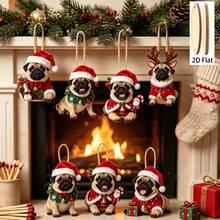 10 buah Ornamen Gantung Tali Rami Natal Anjing Pug 2D - Dekorasi Pohon Natal Berbentuk Hewan Peliharaan Kreatif, Dekorasi Liburan untuk Pohon Natal / Jendela / Perapian / Pagar / Dinding - Satu-Ukuran - View 7
