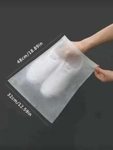 50pcs/Set 32 X 48 X 0.1cm Non-Woven Fabric Shoe Bags, Minimalist White Drawstring Dust-Proof Travel Shoe Bags - White - View 2