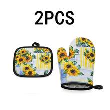 2/4pcs Blue And White Porcelain Print Thickened Kitchen Oven Mitts And Heat-Resistant Pads Set, Microwave Oven Baking Heat-Insulated Gloves, High Temperature Resistant - View 26