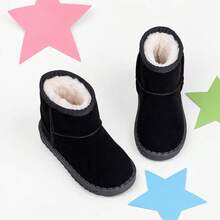Girls' Black Plush Lined Snow Boots, Suitable For Autumn/Winter Daily School And Outdoor Wear - Black - View 4