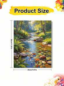 1pc Oil Painting By Numbers Kit, Forest Stream DIY Art & Craft, Home Wall Decor, Canvas Oil Painting Decoration, Holiday Gift Includes Paintbrushes And Paints. - Sets - View 8