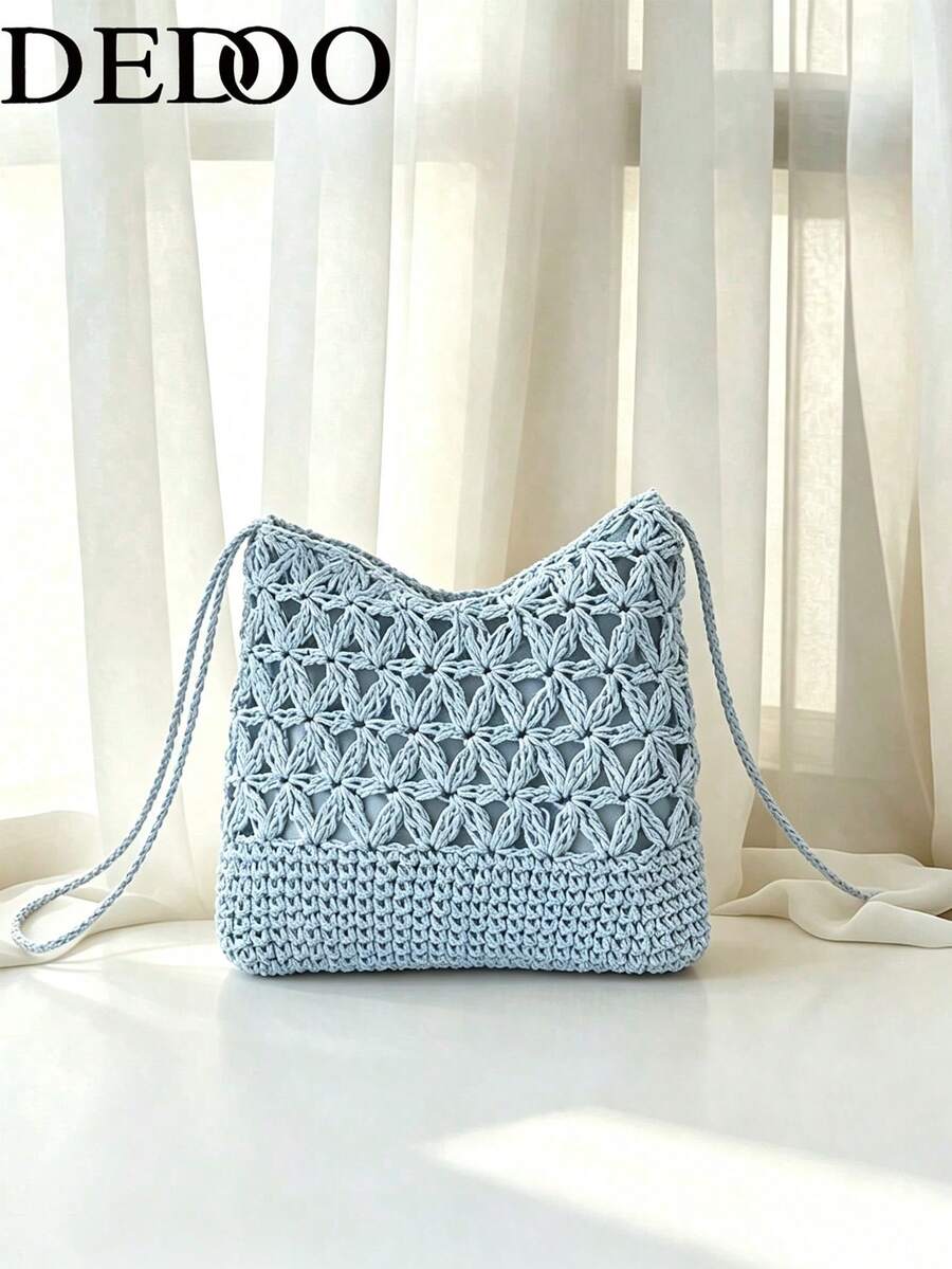 Summer Fashion Versatile Casual Handwoven Large Capacity Beach Straw Crossbody Bag