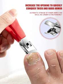 1pc Stainless Steel Large Head Angled Nail Clipper, Heavy Duty Toenail Clipper For Thick Nails - Multicolor - View 5